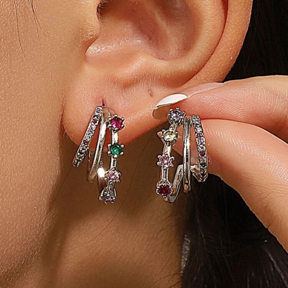 1pair Exquisite Copper Zircon Inlaid Stud Earrings For Women, Personalized